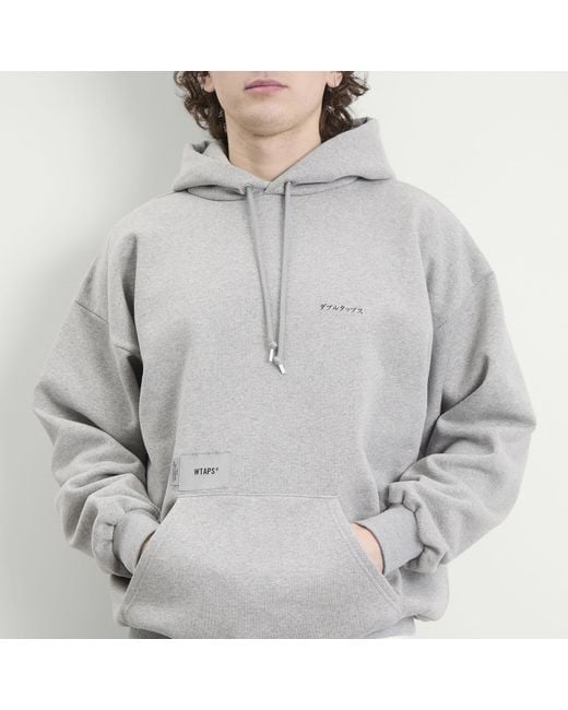 (w)taps Gray Mon Logo Hoodie for men