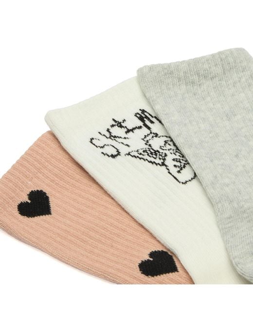 Skims White Ribbed Crew Sock 3-Pack