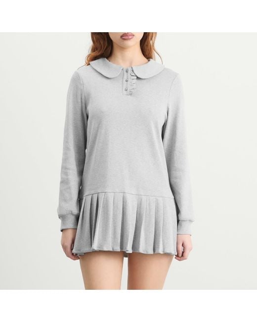 My Mum Made It White Polo Mini Long Sleeve Pleat Dress