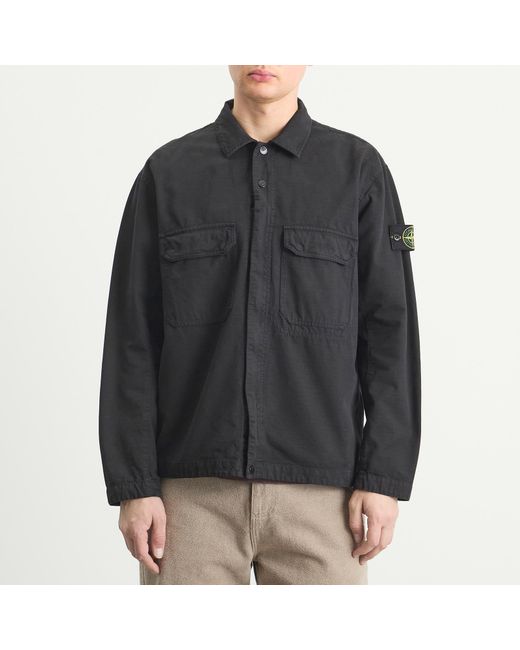 Stone Island Ripstop Zip Shirt Jacket in Black for Men | Lyst