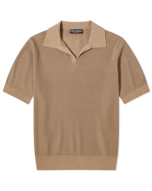 Dolce & Gabbana Brown Show Look Knit Polo Shirt for men