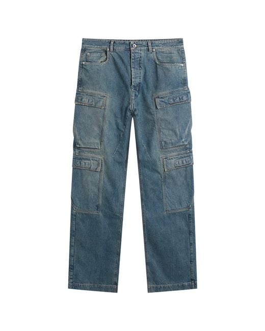 Rick Owens Blue Double Cargo Jeans for men