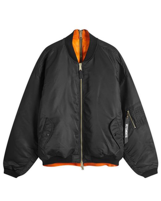 Vetements Black Double Zip Bomber Jacket for men
