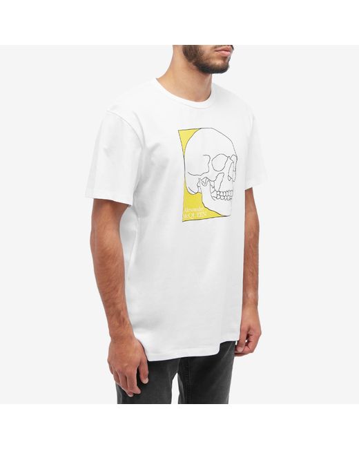 Alexander McQueen Outline Skull Print T-shirt in White for Men | Lyst UK