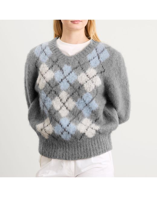 DUNST Gray Baby Alpaca Argyle Jumper