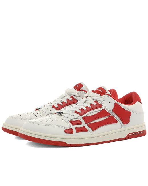 Amiri Leather Skel Top Low Sneaker in White & Red (Red) for Men - Lyst