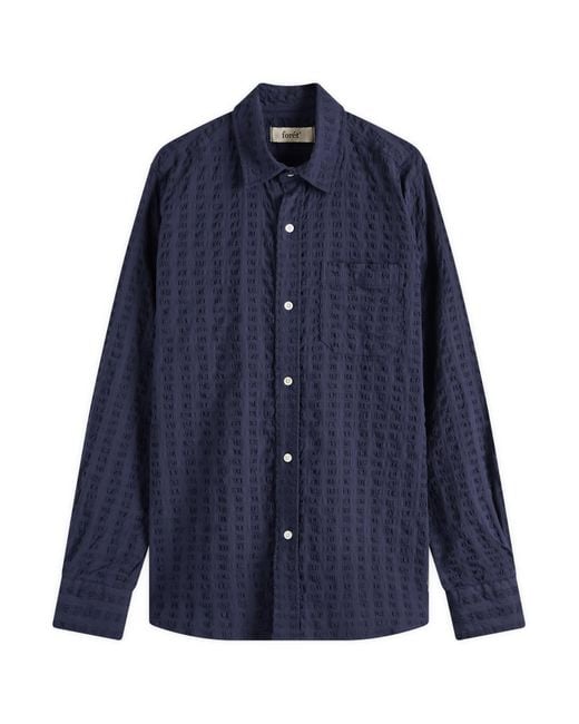 Forét Blue Map Seersucker Overshirt for men