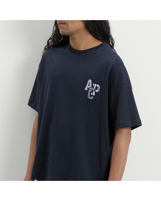 A.P.C. Blue Bruno Applique Logo T-Shirt for men