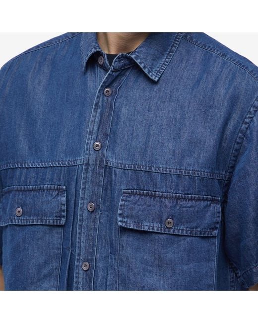 FRIZMWORKS Blue Short Sleeve Denim Trucker Shirt for men