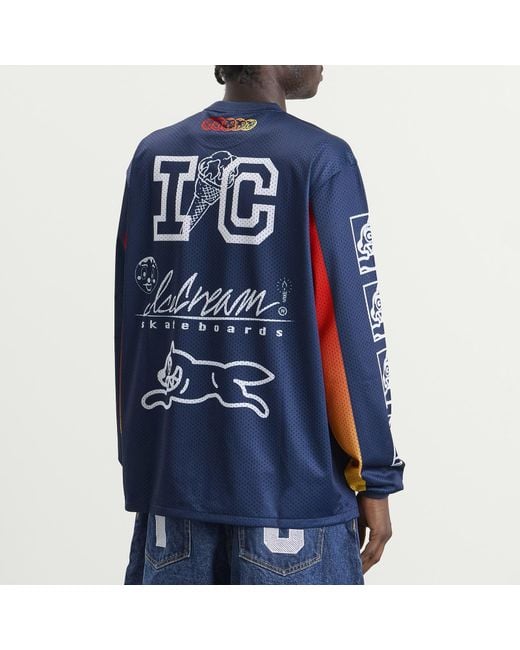 ICECREAM Blue Moto Racer Ls Mesh Shirt for men