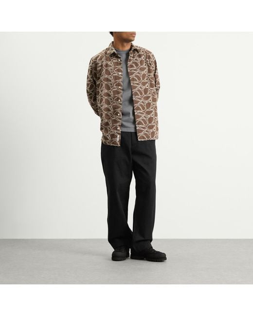 Forét Brown Dawn Embroidered Shirt for men