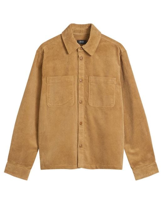 A.P.C. Brown Leon Corduroy Overshirt for men