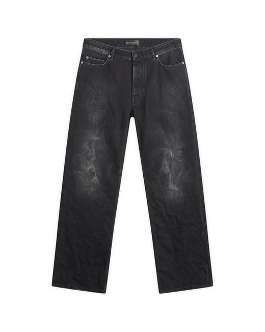 Balenciaga Gray Distressed Fit Fadeout Denim Jeans for men
