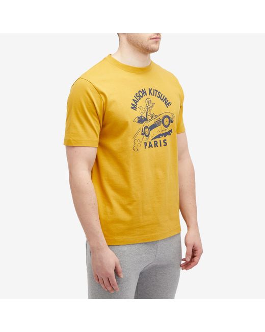 Maison Kitsuné Yellow Racing Fox Comfort T-Shirt for men