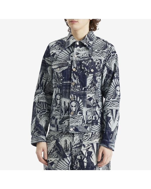 No Problemo Blue Apocalypse Jacquard Trucker Jacket for men