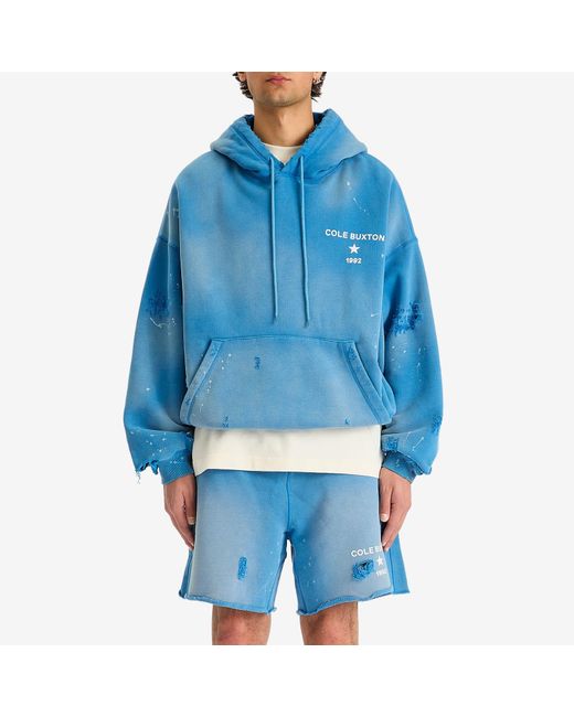 Cole Buxton Blue 1992 Distressed Hoodie for men
