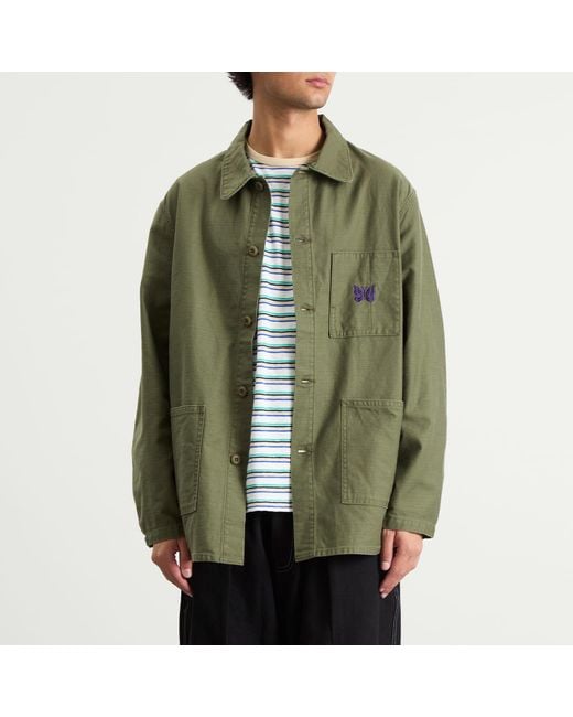 Needles Green Reversed Sateen Coverall Jacket for men