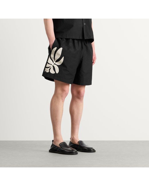MKI Miyuki-Zoku Black Presented By End. Botanical Print Wide Leg Shorts for men