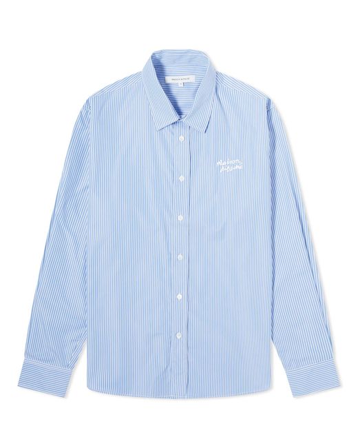 Maison Kitsuné Blue Handwriting Casual Stripe Shirt for men