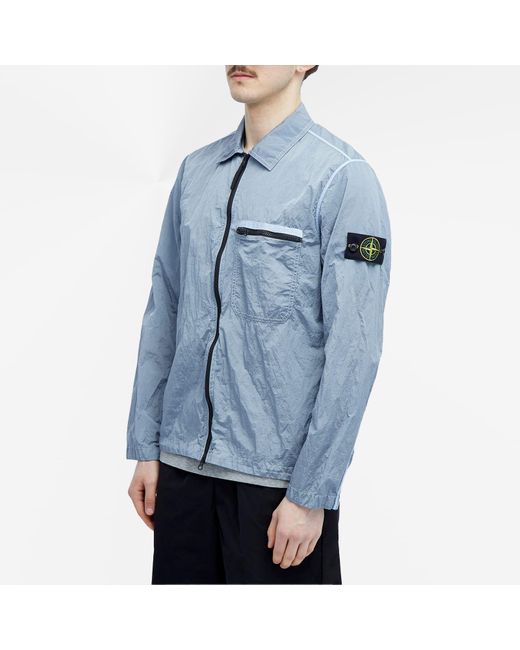 Stone Island Blue Nylon Metal Shirt Jacket for men