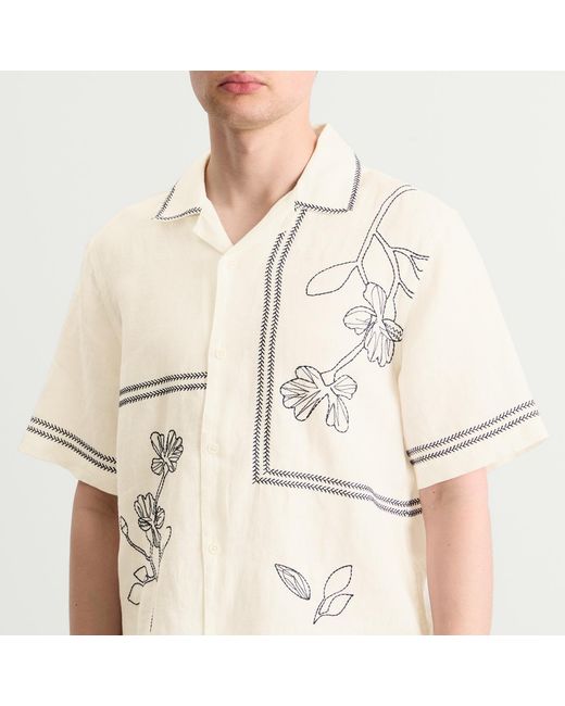 Wax London Natural Didcot Grid Flowers Vacation Shirt for men