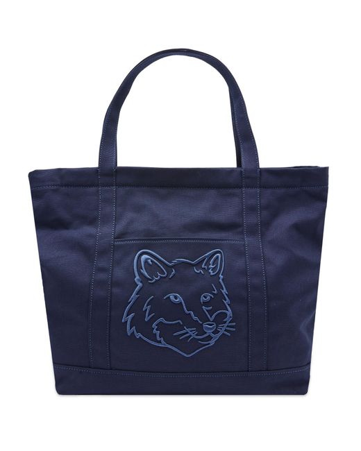 Maison Kitsuné Blue Fox Head Large Tote Bag