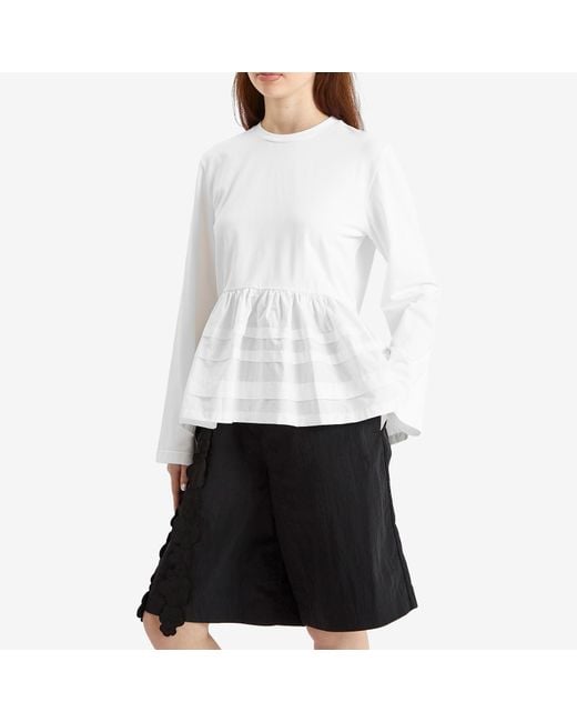 CECILIE BAHNSEN White Audrey Long Sleeve Top