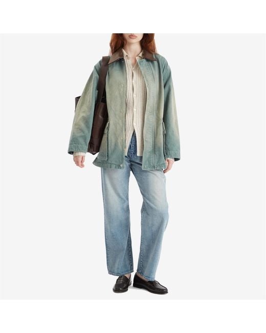 AURALEE Organic Cotton Duck Blouson in Green | Lyst