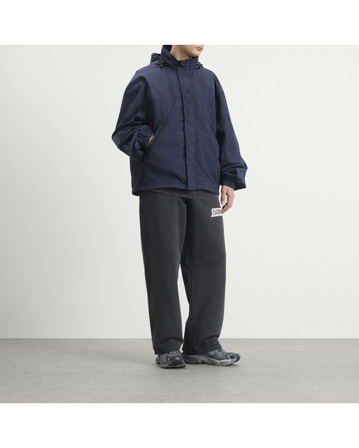 Balenciaga Blue Techno Cotton Hooded Rain Jacket for men
