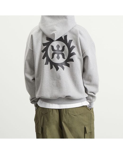 (w)taps Gray Mon Logo Hoodie for men