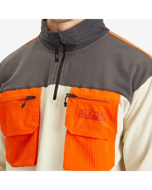 Napapijri Gray Poly Half Zip Sweatshirt for men