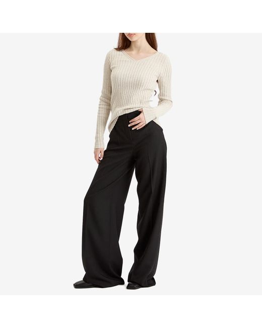 Auralee Natural Rib Knit V-Neck Pullover