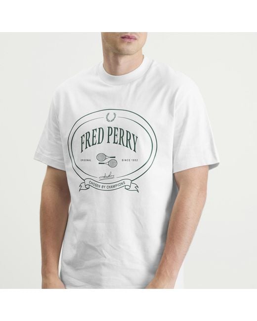 Fred Perry White Chosen By Champions T-Shirt for men