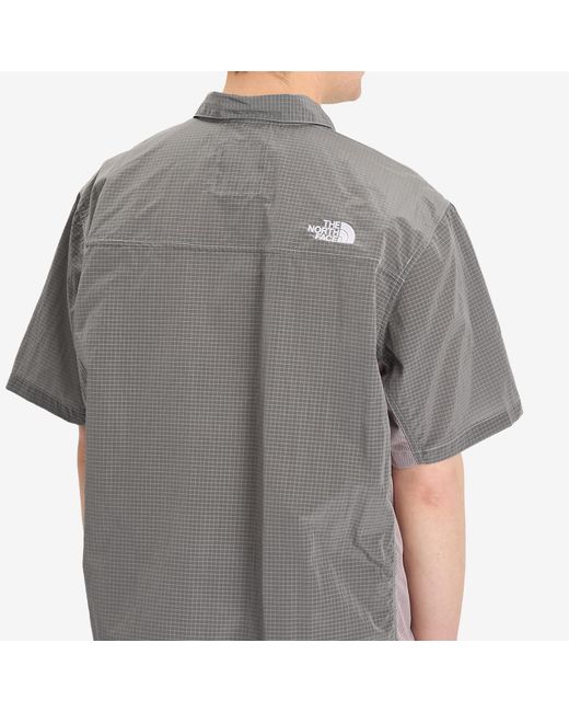 The North Face Gray Fabric Mix Short Sleeve Shirt for men