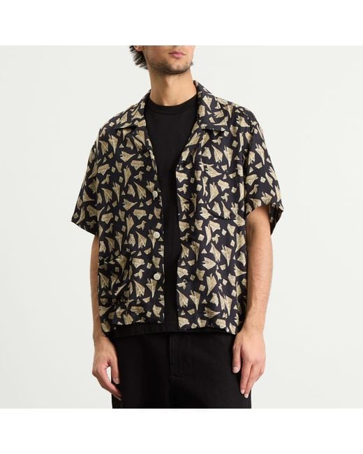 Bode Black Paper Hat Short Sleeve Shirt for men