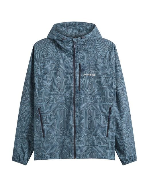 Montbell Blue Wind Blast Print Hooded Jacket for men