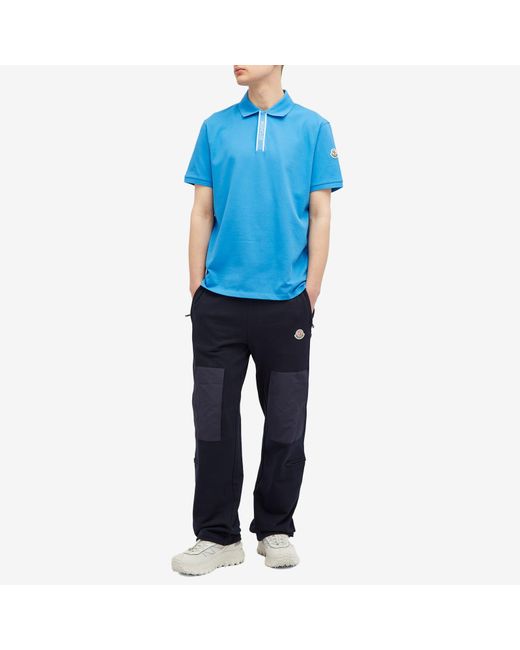 Moncler Blue Piquet Polo Shirt for men