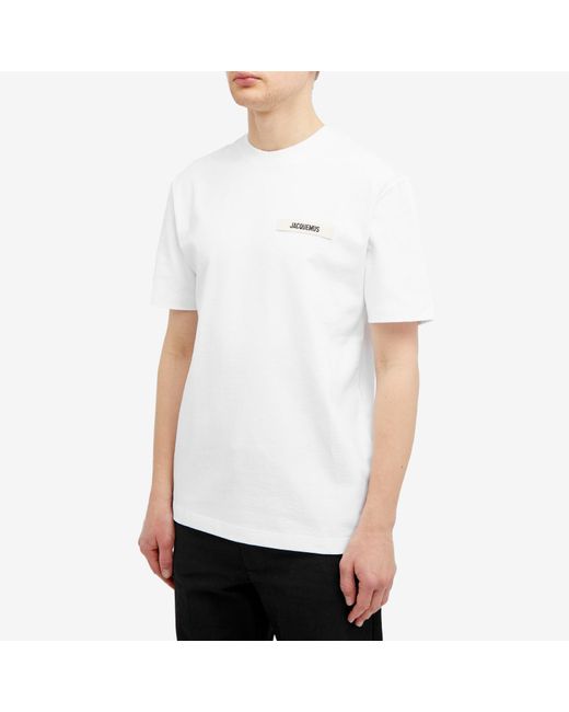 Jacquemus White Gros Grain Logo T-Shirt for men