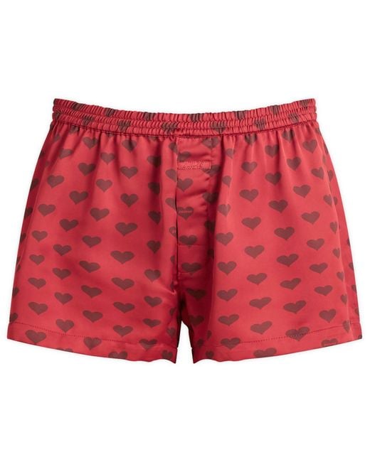 Skims Red Sateen Sleep Boxers for men
