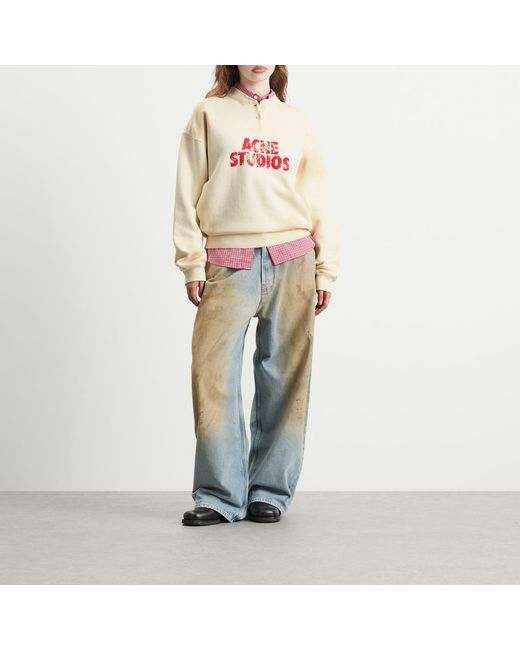 Acne White Fern Logo Sweater