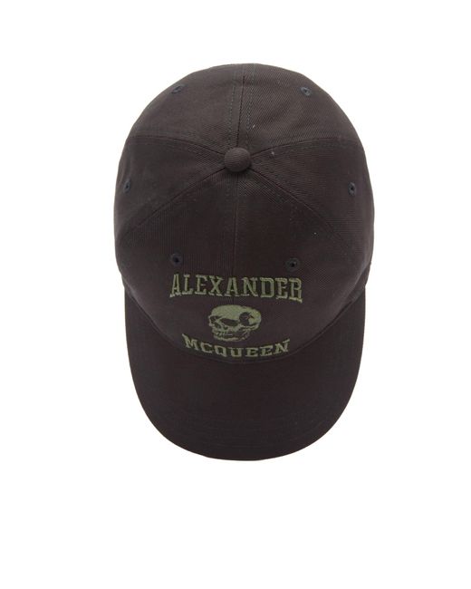 Alexander McQueen Black Varsity Skull Logo Cap for men