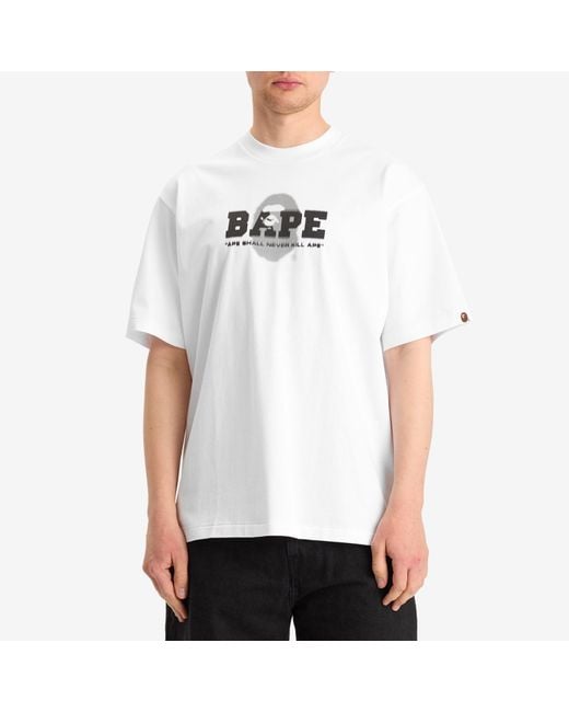 A Bathing Ape White Graffiti Logo Relaxed Fit Tee for men