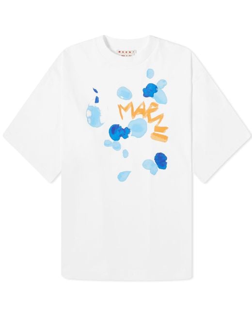 Marni Blue Dripping Print T-Shirt for men