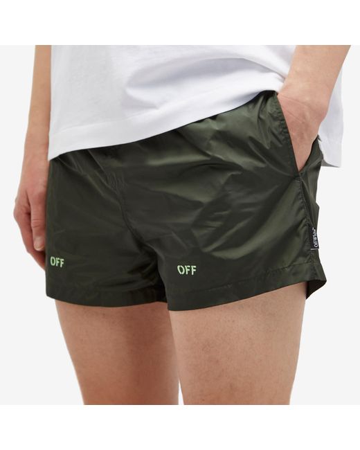 Off-White c/o Virgil Abloh Green Off Stamp Swim Shorts for men