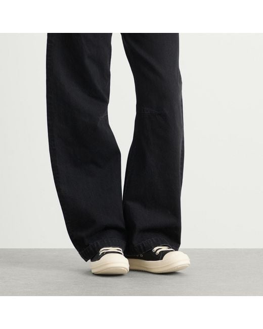 Rick Owens Black Leather Low Sneakers