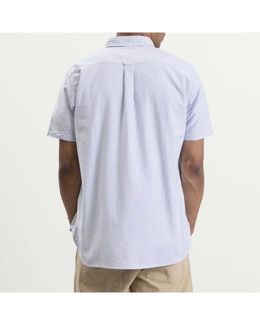 Beams Plus White Button Down Short Sleeve Shirt for men