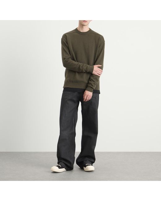 Rick Owens Green Round Neck Knit Crew for men