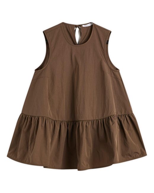 CECILIE BAHNSEN Brown Asta Recycled Taffeta Top