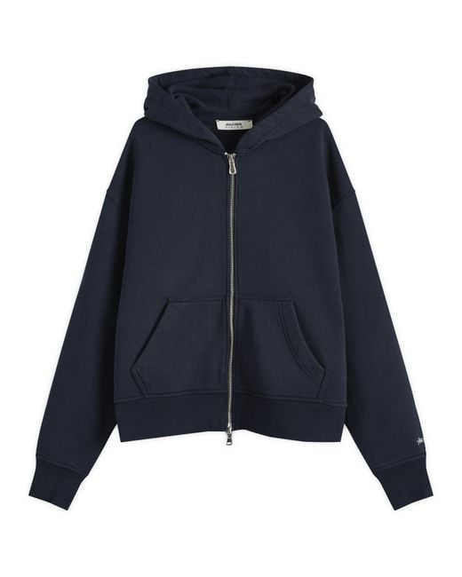 About Blank Blue Chain Stitch Zip Hoodie