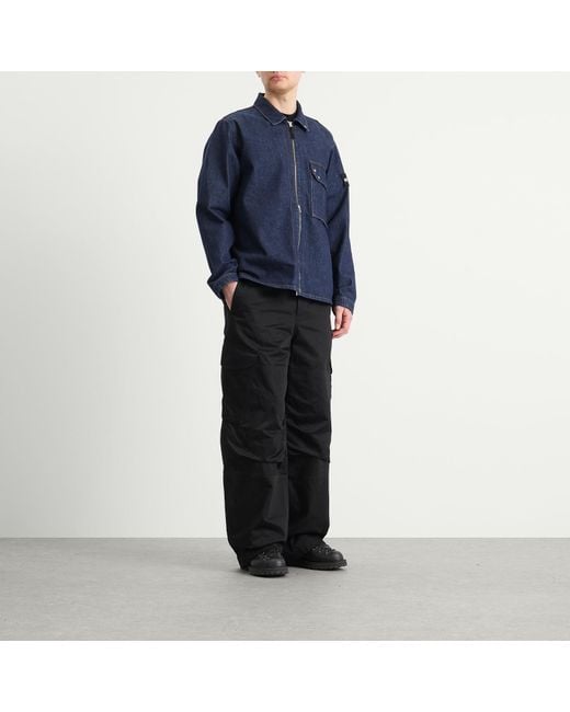 Stone Island Blue Denim Research Denim Zip Shirt Jacket for men